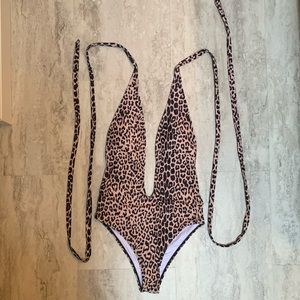 Sexy Cheetah Print Women’s Small Wraparound One Piece Swimsuit